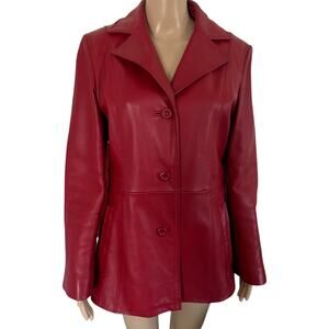 Vintage Y2K Oxblood Red Real Leather Jacket Vampiric Gothic Dark Femme S